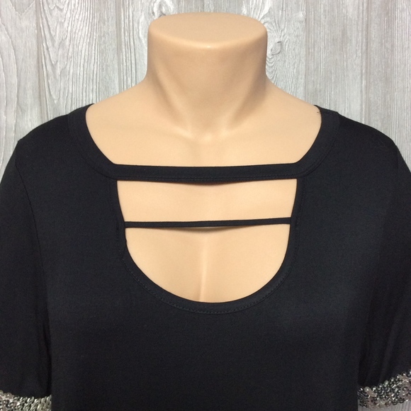 New Black Dress with Sequin Trim PLUS 1X 2X 3X - Picture 2 of 5